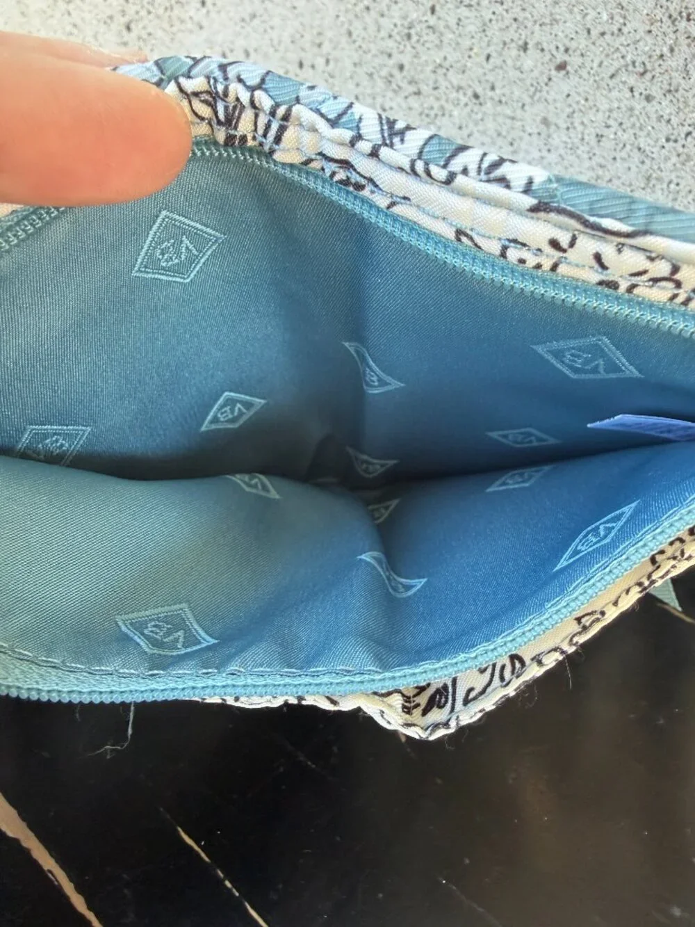 Vera Bradley RFID Riley Compact Tri Fold Wallet Tiger Lily Blue Oar